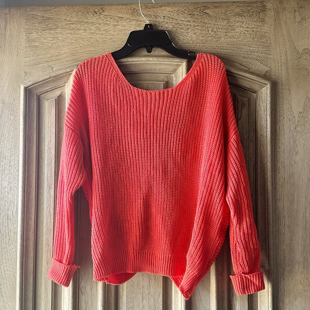 Coral Sweater with twist knot detail on the back